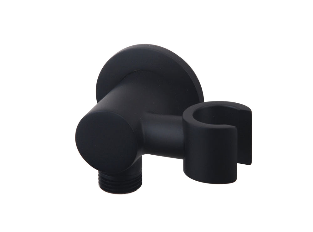 Caral handdouchehouder met doucheslangaansluiting en kantelbare opsteek zwart