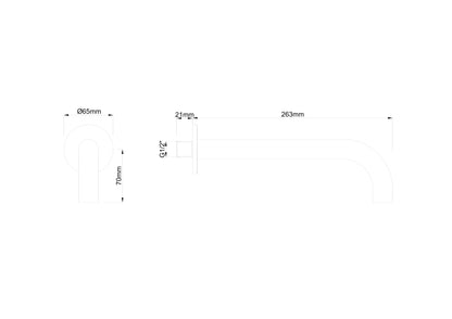 Caral inbouw uitloop 25 cm zwart - WDtegels