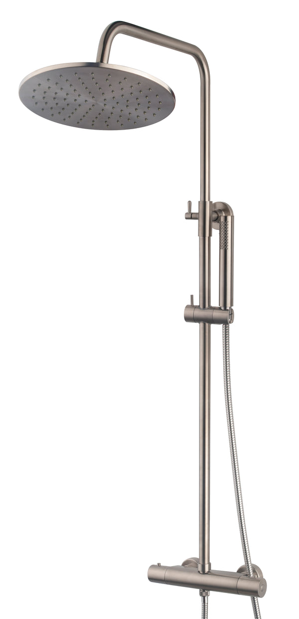 Caral thermostatische regendoucheset | Opbouw | Geborsteld staal PVD