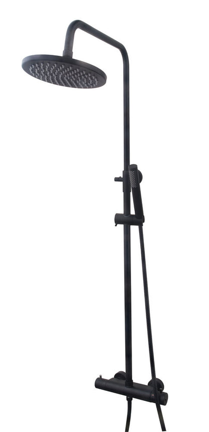 Wiesbaden Caral douche-opbouwset + thermostaatkraan mat-zwart - WDtegels