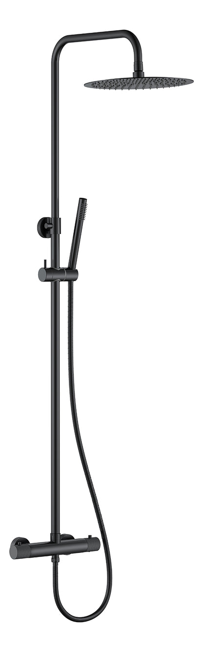 Ribbd thermostatische regendoucheset opbouw mat zwart - WDtegels