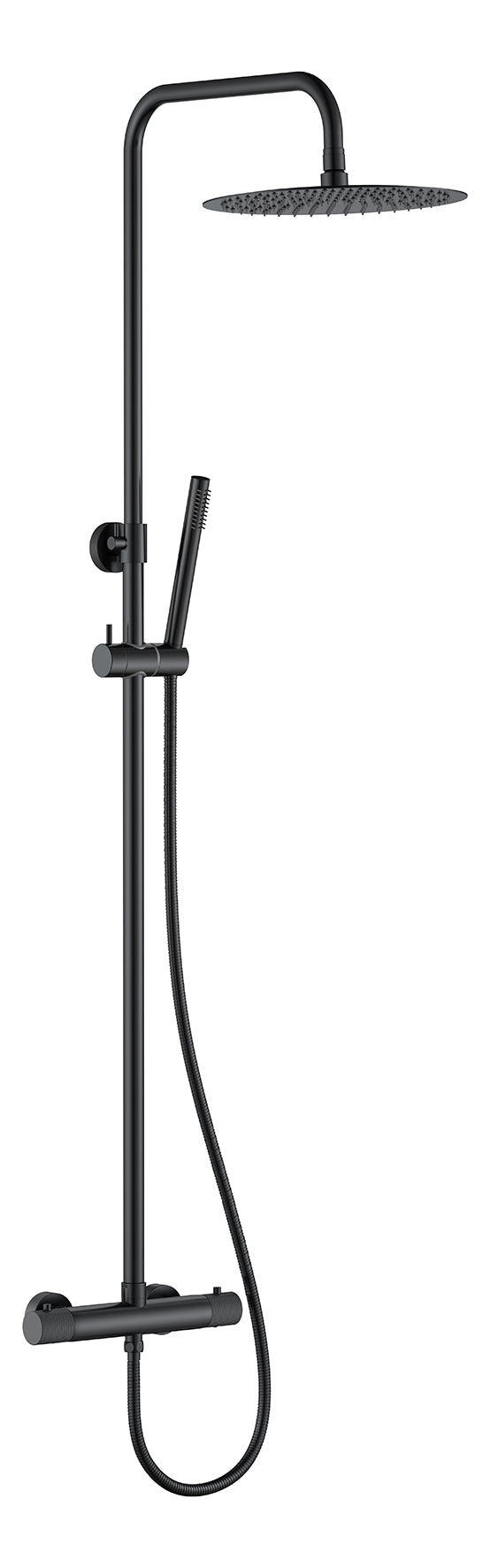 Ribbd Thermostatic Rain Shower Set | Exposed | Matt Black
