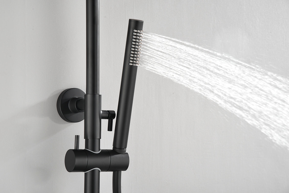 Ribbd thermostatische regendoucheset opbouw mat zwart - WDtegels
