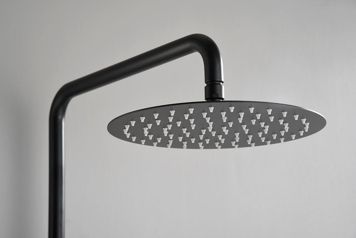 Ribbd thermostatische regendoucheset opbouw mat zwart - WDtegels