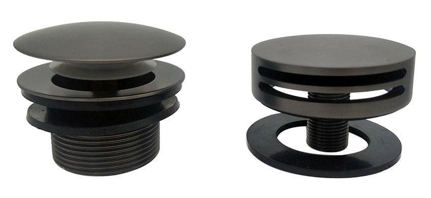 Caral afbouwdeel rond badafvoer met overloop en vulfunctie gunmetal - WDtegels