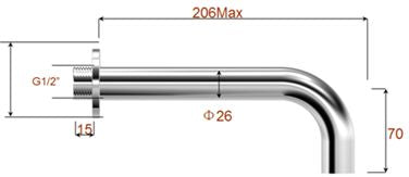 Wiesbaden inbouw-uitloop rond 20cm 1/2'' zwart - WDtegels