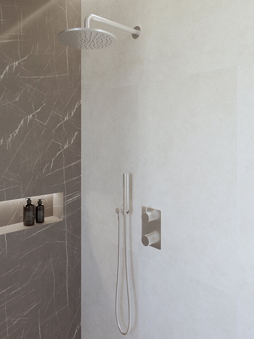 Caral inbouwthermostaat compleet met hoofddouche 25 cm en staafhanddouche chroom - WDtegels