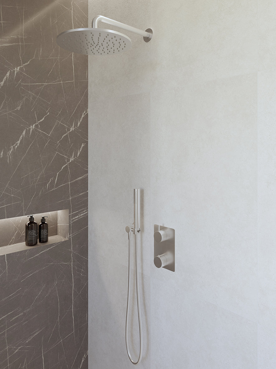 Caral inbouwthermostaat compleet met hoofddouche 30 cm en staafhanddouche chroom - WDtegels