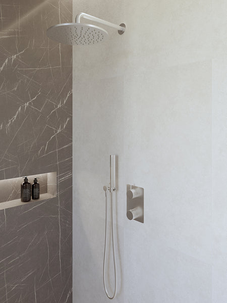 Caral built-in thermostat complete with 30 cm overhead shower and chrome rod hand shower