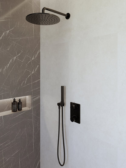 Caral inbouwthermostaat compleet met hoofddouche 30cm en staafhanddouche Mat zwart