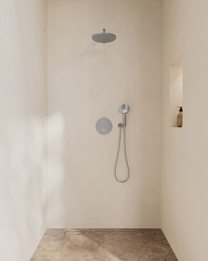 Caral inbouwthermostaat 2 weg rond compleet met hoofddouche 25cm en handdouche 3 standen Chroom