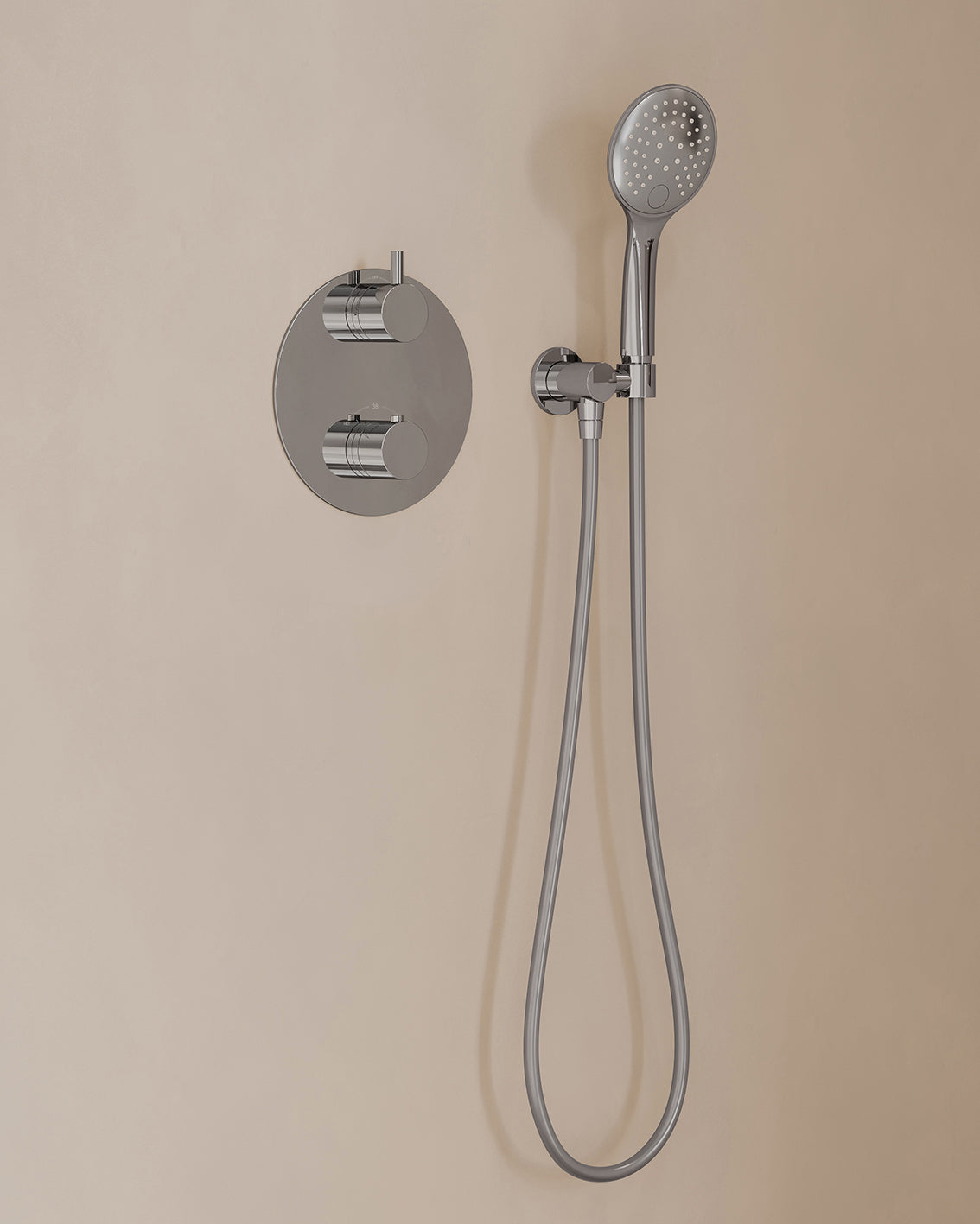 Caral inbouwthermostaat 2 weg rond compleet met hoofddouche 25cm en handdouche 3 standen Chroom - detailfoto