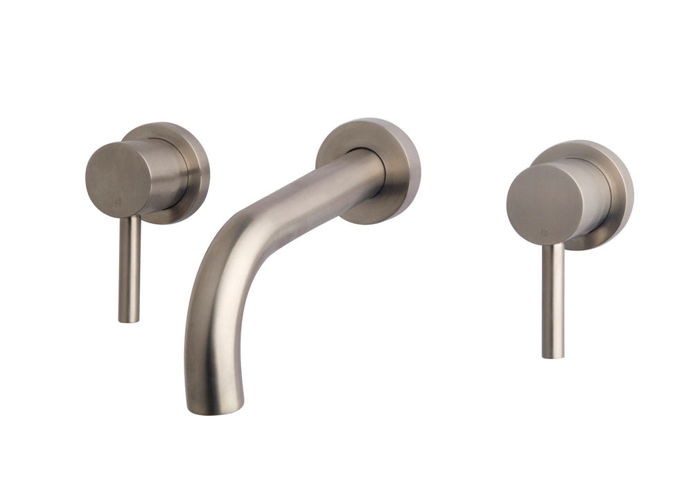 Caral inbouw wastafelkraan afbouwset 2-knops RVS look