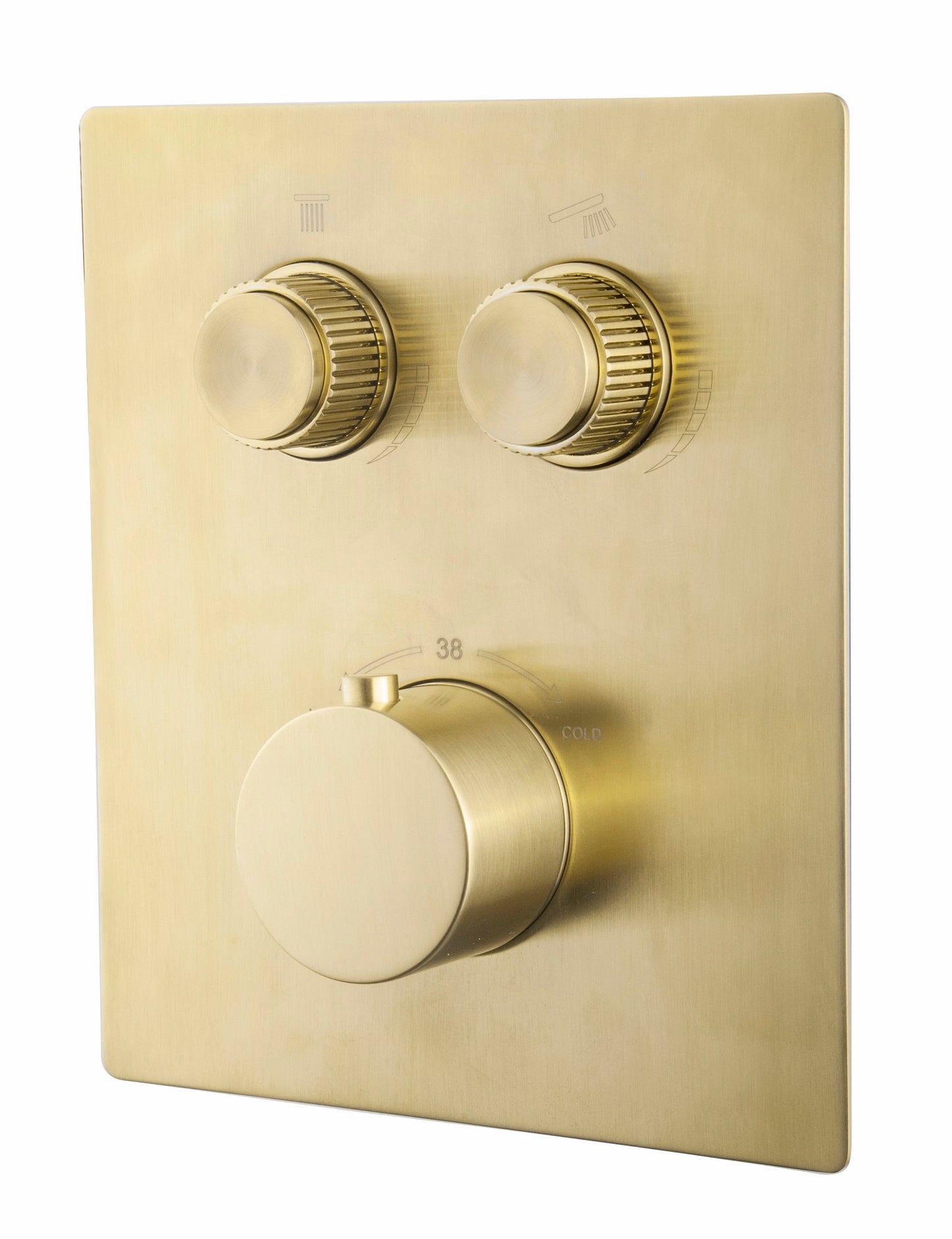 Caral Klik Pro afbouwdeel inbouwthermostaat 2 weg geborsteld messing PVD