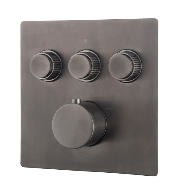 Caral Klik Pro afbouwdeel inbouwthermostaat 3 weg gunmetal PVD