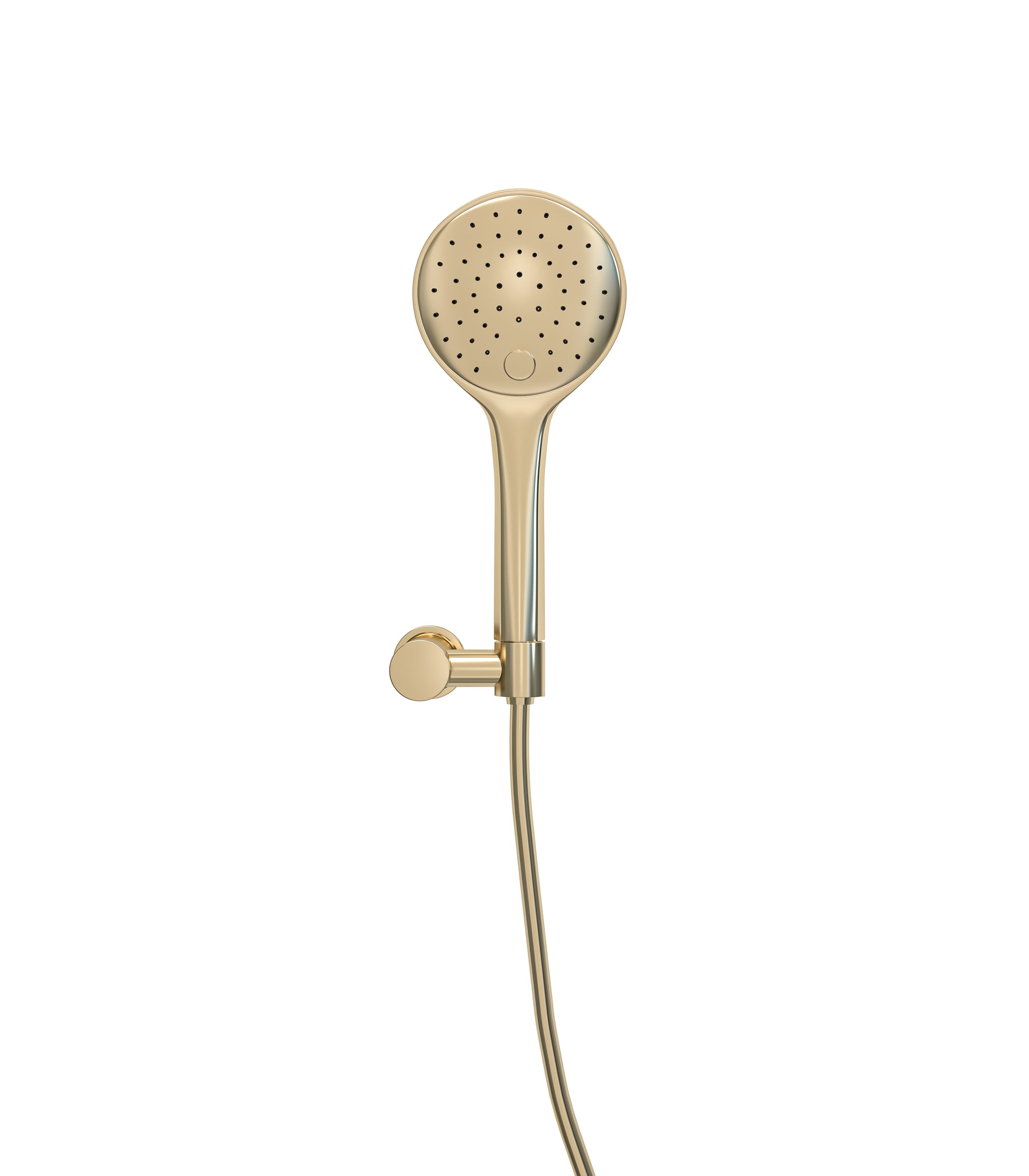 UniMatch handdoucheset met handdouche 3 standen Ø 12 cm, doucheslang en wandhouder kantelbaar geborsteld messing - WDtegels