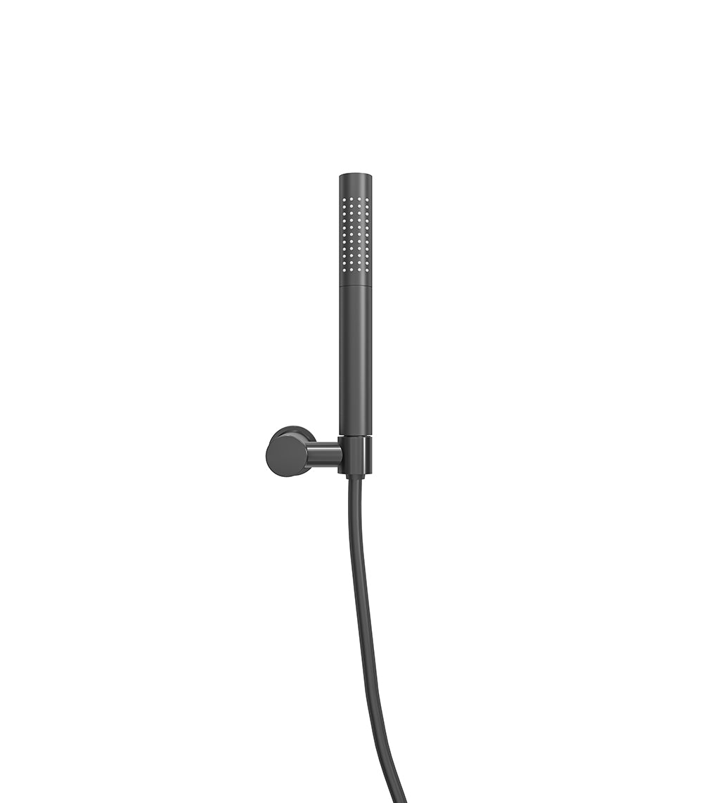 UniMatch handdoucheset met staafhanddouche 1 stand, doucheslang en wandhouder kantelbaar gunmetal - WDtegels