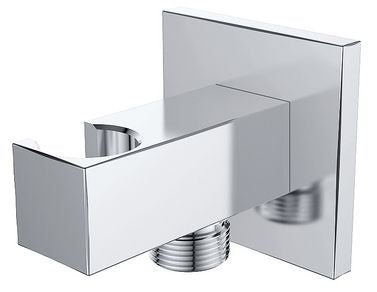 Rombo wandaansluitbocht met handdouchehouder vierkant 1/2" chroom - WDtegels