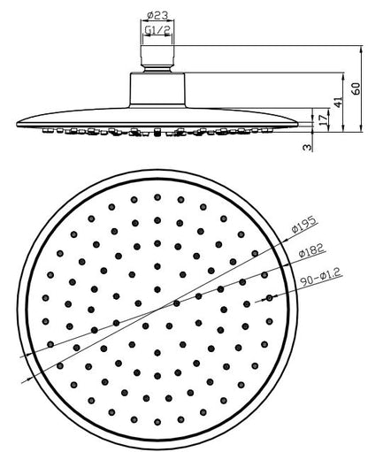 Wiesbaden ABS hoofddouche rond 200mm chroom/grijs