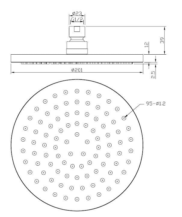 Caral hoofddouche 20 cm chroom 8718053678436