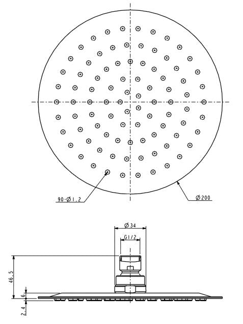 Wiesbaden UFO Luxe hoofddouche rond 200mm Ultra plat chroom - WDtegels