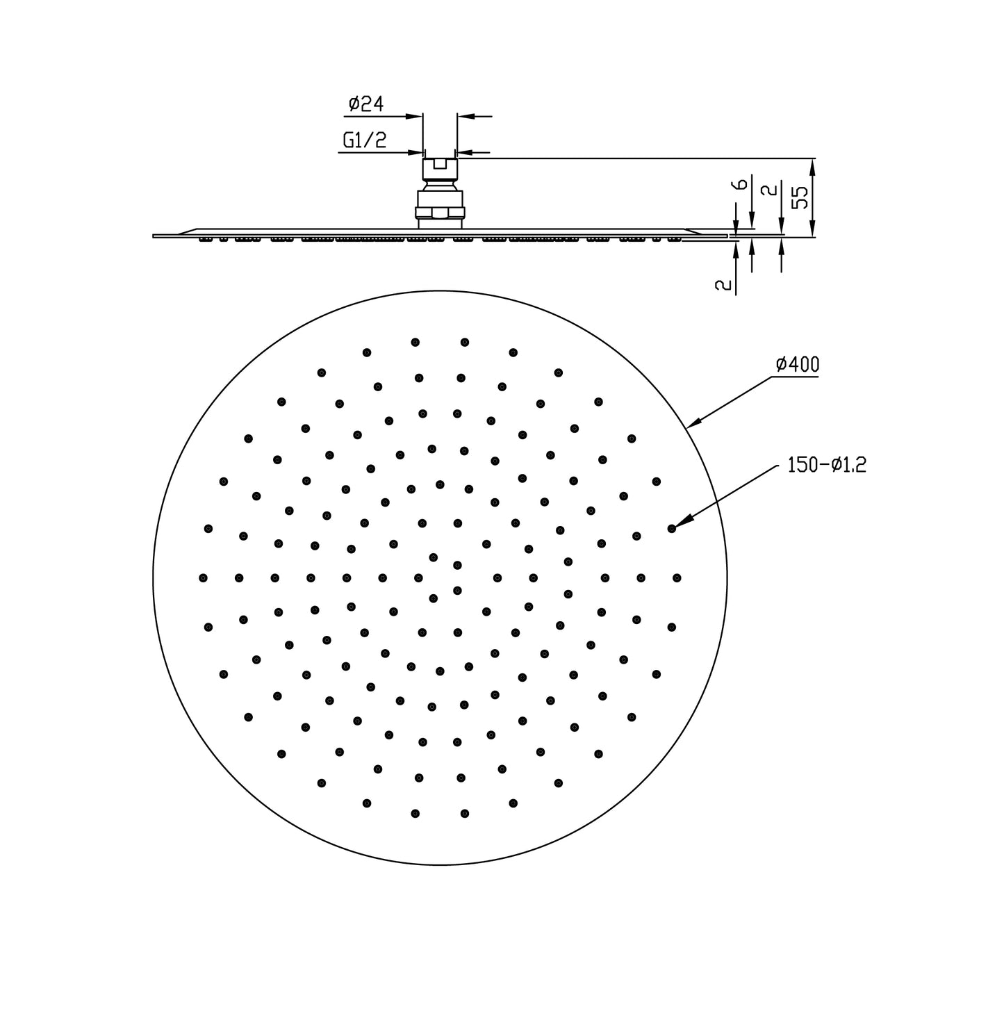 Wiesbaden UFO Luxe hoofddouche rond 400mm Ultra plat chroom - WDtegels