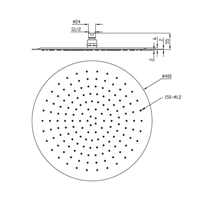 Wiesbaden UFO Luxe hoofddouche rond 400mm Ultra plat chroom - WDtegels