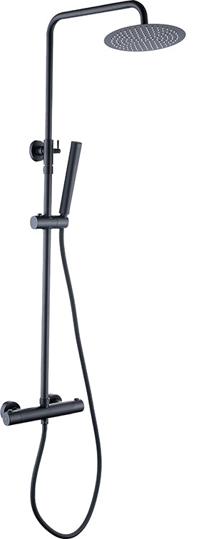 Twenty Eco Thermostatic Rain Shower Set | Exposed Round | Matte Black