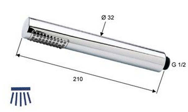 Caral ABS staafhanddouche chroom 8718858074464