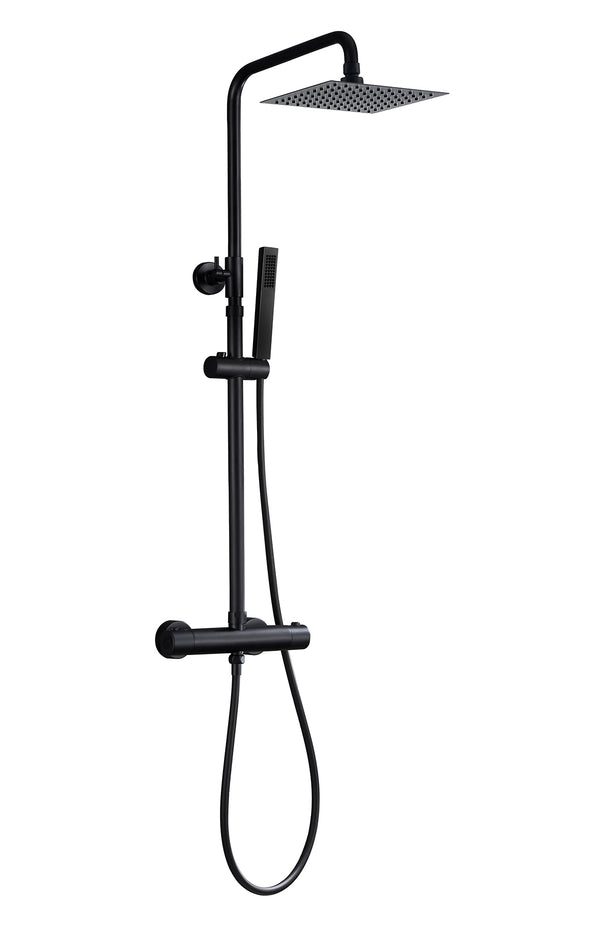 Twenty eco thermostatische regendoucheset | Opbouw vierkant | Mat zwart