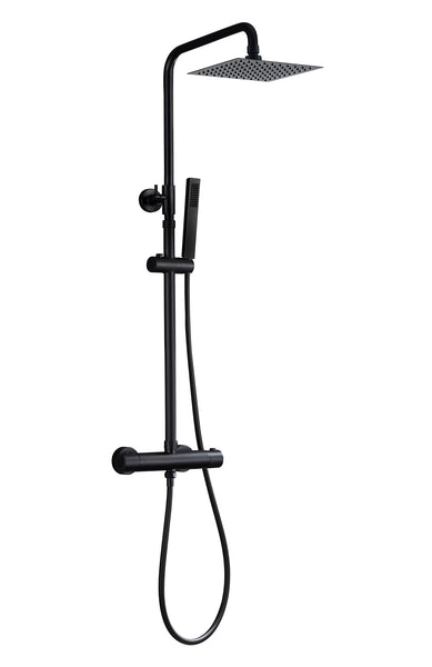 Twenty eco thermostatische regendoucheset opbouw rond/vierkant mat zwart