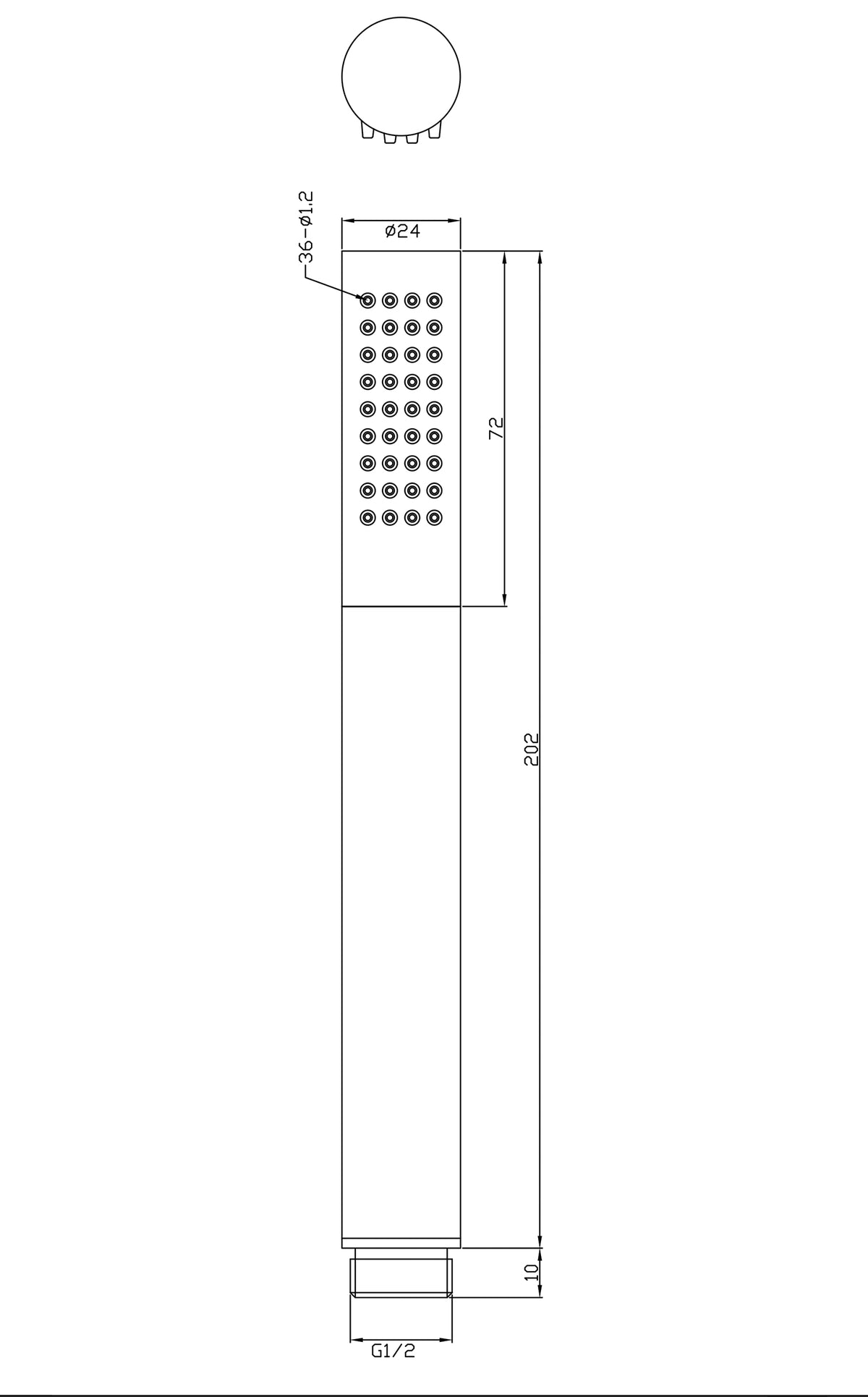 Maattekening UniMatch glijstangset compleet met staafhanddouche 1 stand Geborsteld messing/mat zwart - tekening 2