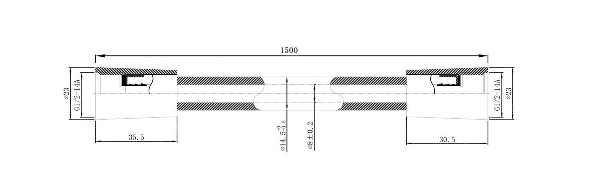 Maattekening UniMatch glijstangset compleet met handdouche 3 standen Ø12cm Geborsteld staal