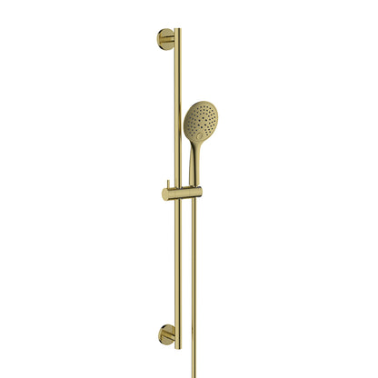 UniMatch glijstangset compleet met handdouche 3 standen Ø12cm Geborsteld messing