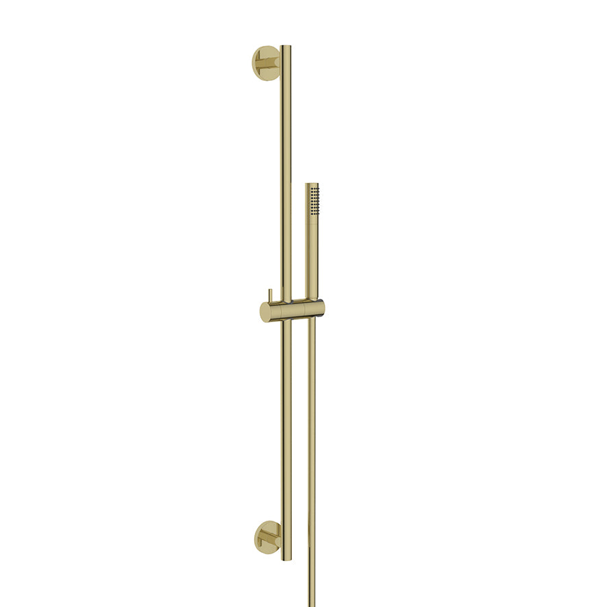 UniMatch glijstangset compleet met staafhanddouche 1 stand Geborsteld messing