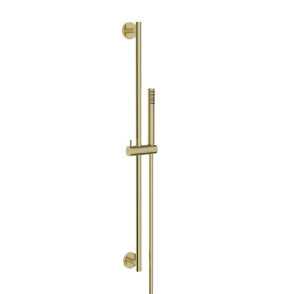 UniMatch glijstangset compleet met staafhanddouche 1 stand Geborsteld messing