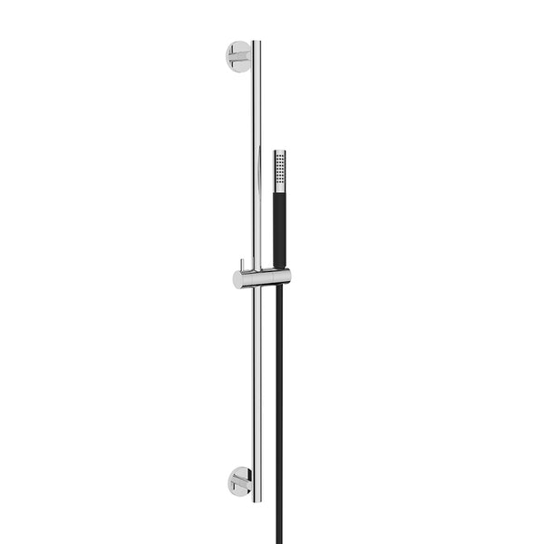 UniMatch glijstangset compleet met staafhanddouche 1 stand | Chroom/mat zwart | 75cm