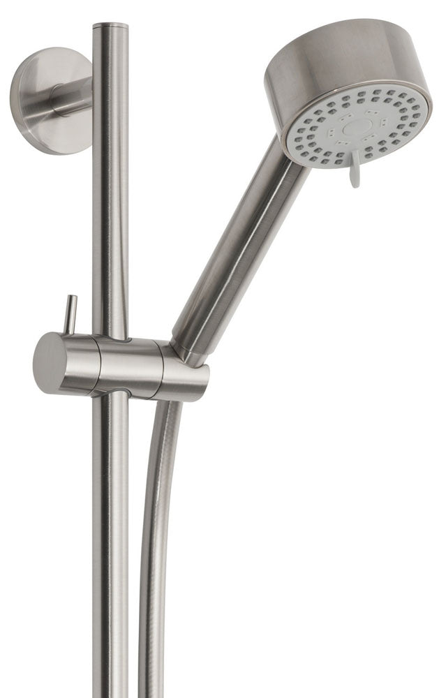 UniMatch Cadans glijstangset compleet met handdouche 3 standen Ø 8 cm geborsteld staal PVD - WDtegels