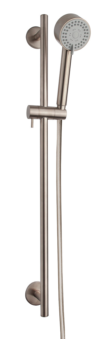 UniMatch Cadans glijstangset compleet met handdouche 3 standen Ø 8 cm geborsteld staal PVD - WDtegels