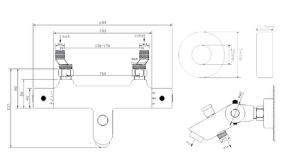 Rio thermostatic bath mixer 15 cm chrome