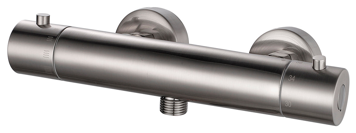 Rio thermostatische douchemengkraan 12 cm geborsteld staal - WDtegels