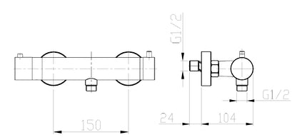 Wiesbaden Rio-304 therm.douchemengkraan 15cm RVS - WDtegels