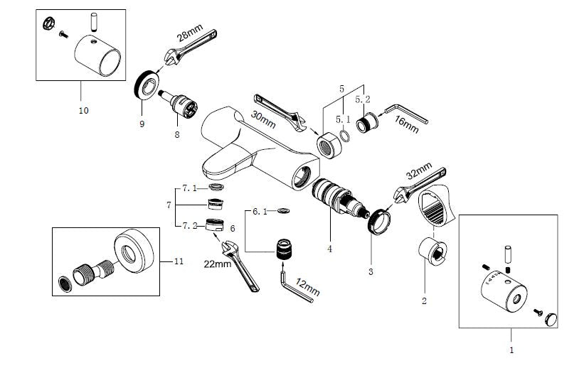 Caral thermostatische badmengkraan 15 cm chroom 8718053679549
