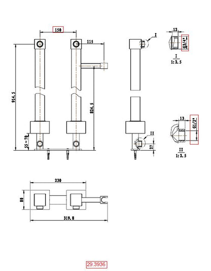 Rombo staande badkraankoppelingen chroom