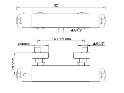 Cross Cool Touch thermostatische douchemengkraan 15 cm chroom 8719323037335