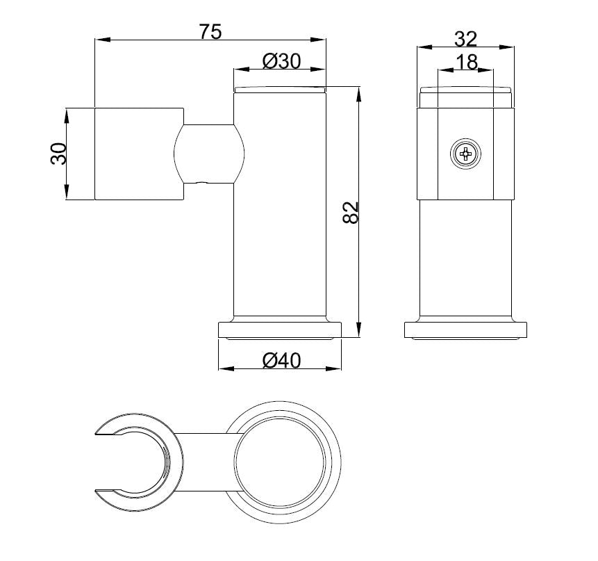 Caral handdouchehouder met kantelbare opsteek chroom 8718053678009