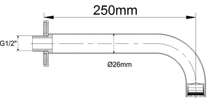 Wiesbaden inbouw-uitloop rond 25cm 1/2'' chroom - WDtegels