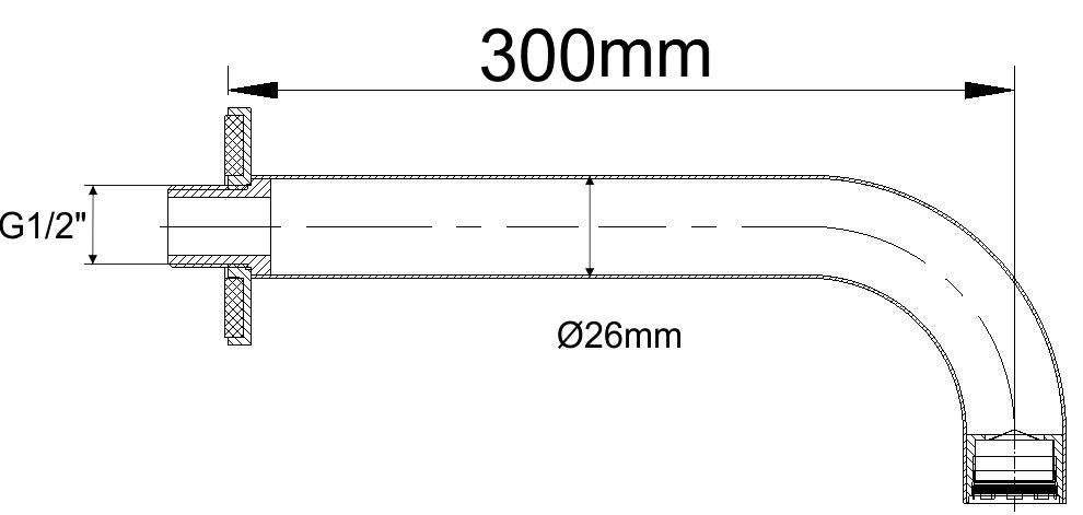 Wiesbaden inbouw-uitloop rond 30cm 1/2'' geborsteld staal - WDtegels