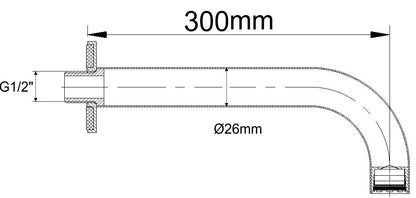 Wiesbaden inbouw-uitloop rond 30cm 1/2'' geborsteld staal - WDtegels