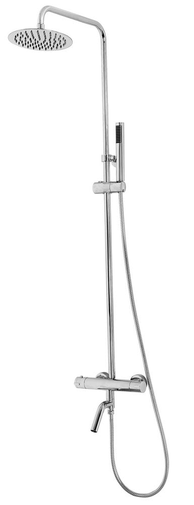 Caralda Eco thermostatische badmengkraan met regendoucheset | Opbouw | Chroom